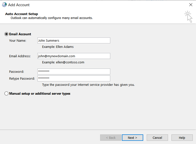 Windows - Mail (Outlook) - Add a new Profile - step 3 - auto setup.PNG