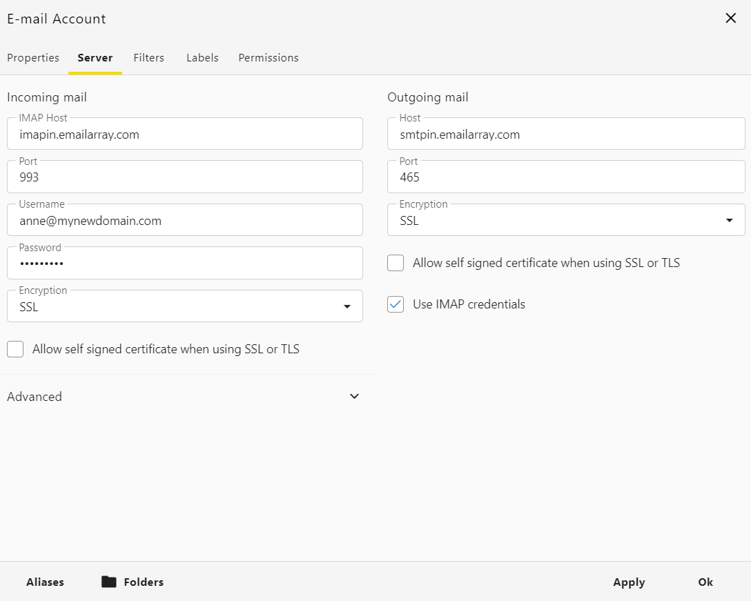 Webmail - add a new email account - server tab - internal mailboxes with SSL.PNG