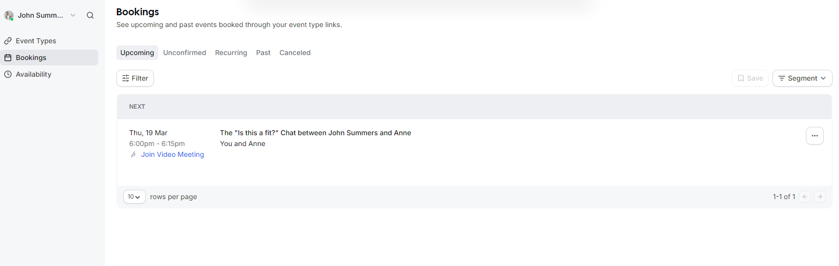 EasyMeet - 3 - list bookings.PNG